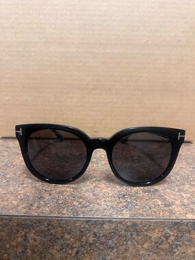 Tom Ford Black Round-Frame Sunglasses with Silver Logo